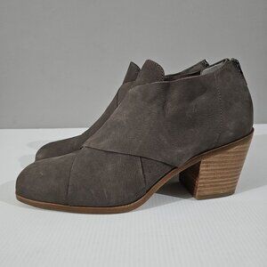 NEW Eileen Fisher Ember Low Ankle Bootie Women 10 Taupe Brown Leather Block Heel